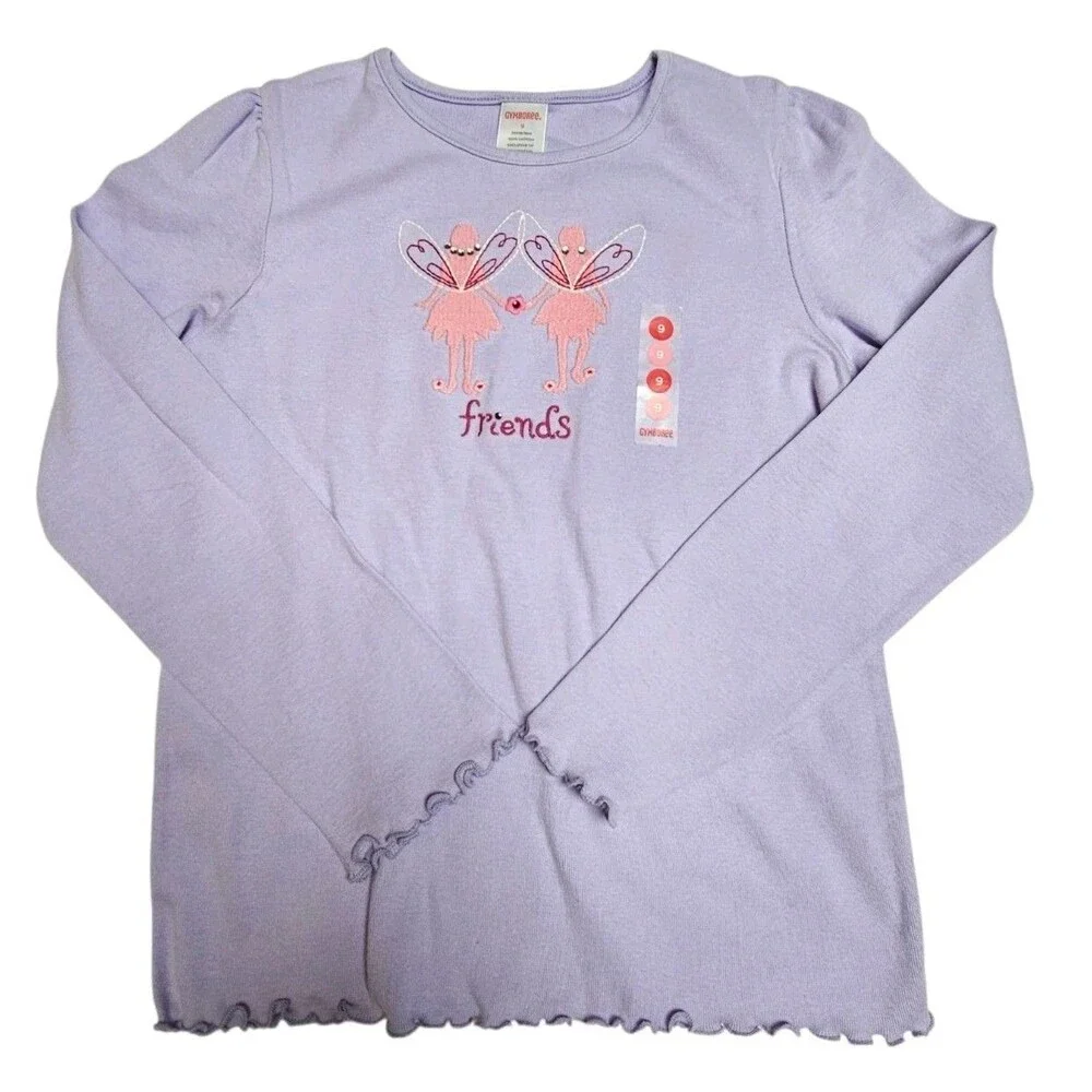 Vintage Gymboree Long Sleeved T shirt Purple Lavender Size 9 Friends Angels NWT